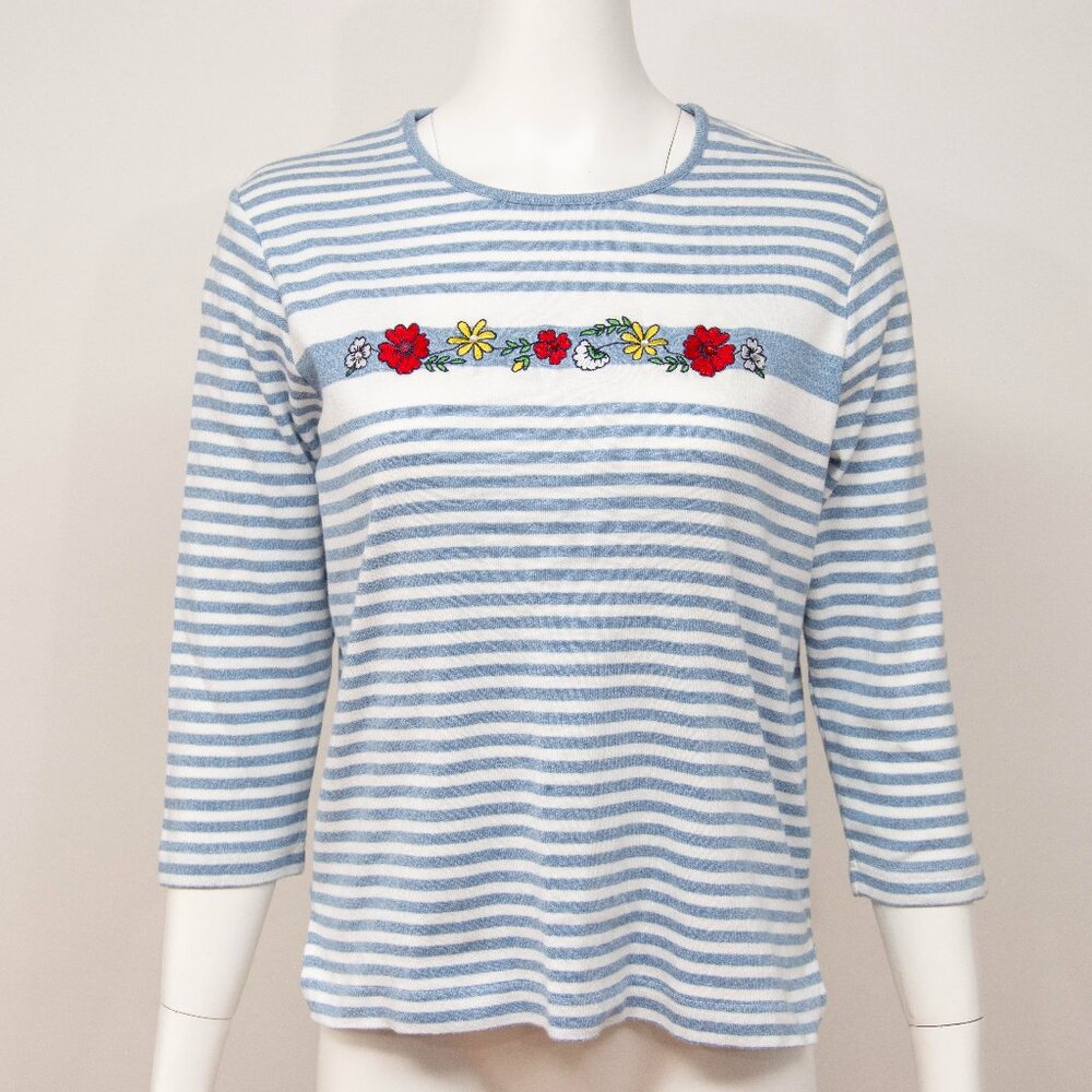 Cathy Daniels Pullover 3/4 Length Sleeves 100% Cotton Top Size Medium